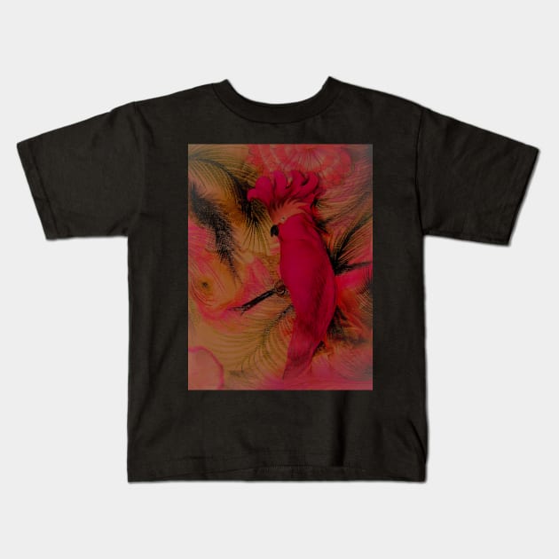 BRIGHT PINK FLORAL TROPICAL PARROT COCKATOO PALM JUNGLE POSTER PRINT Kids T-Shirt by jacquline8689